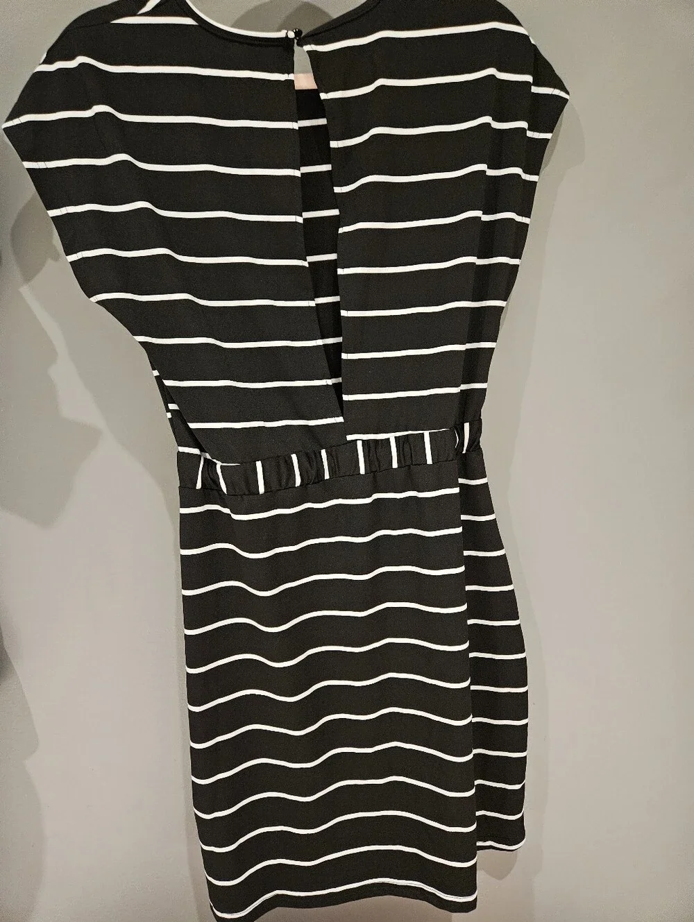 SHEIN Black & White Striped Drawstring Mini Dress NWOT MEDIUM